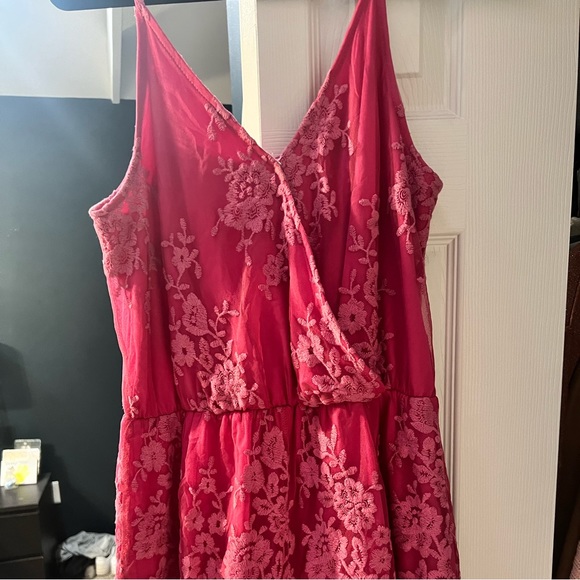entro Other - Short and sassy magenta embroidered romper